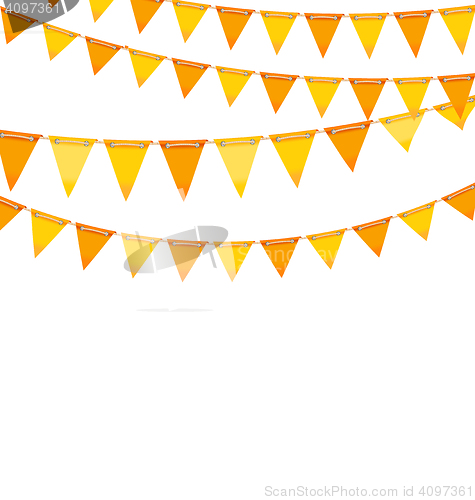 Image of Autumn Holiday Background with Orange and Yellow Bunting Flags