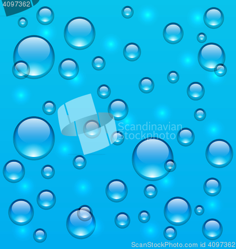 Image of Transparent water many drops on glass