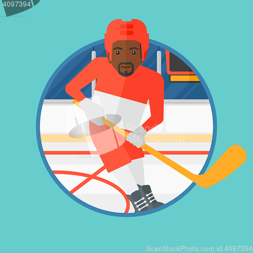 Image of Ice hockey player with stick vector illustration.