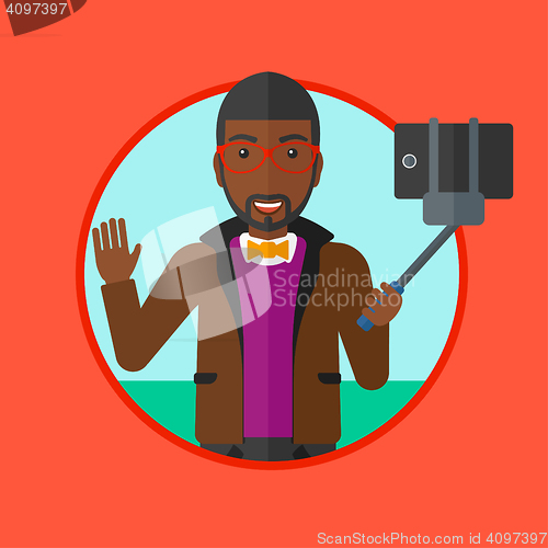 Image of Man making selfie vector illustration.