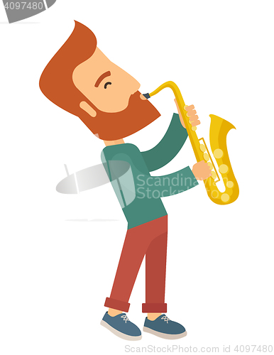 Image of Saxophonist playing in the street.