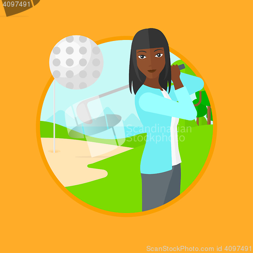 Image of Golfer hitting the ball vector illustration.