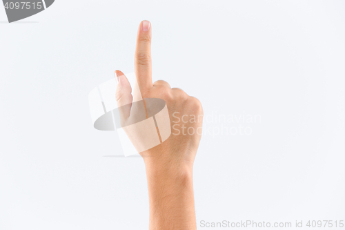 Image of man\'s hand isolated on white background