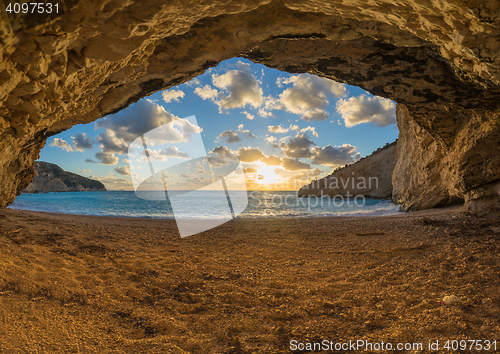 Image of Porto Katsiki beach sunset on Lefkada island in Greece 