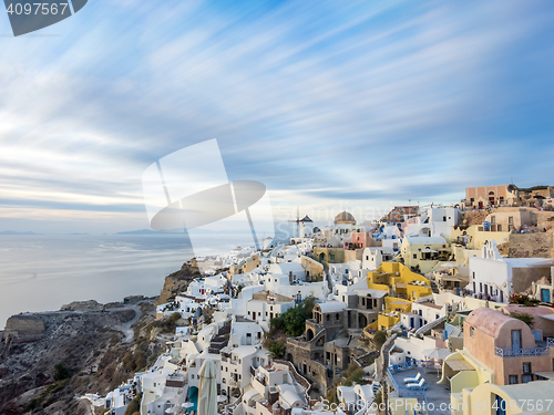 Image of Oia village at sunset, Santorini island