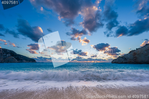 Image of Porto Katsiki beach sunset on Lefkada island in Greece 