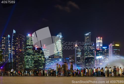 Image of  Marina Bay Sands at night during Light and Water Show \'Wonder F