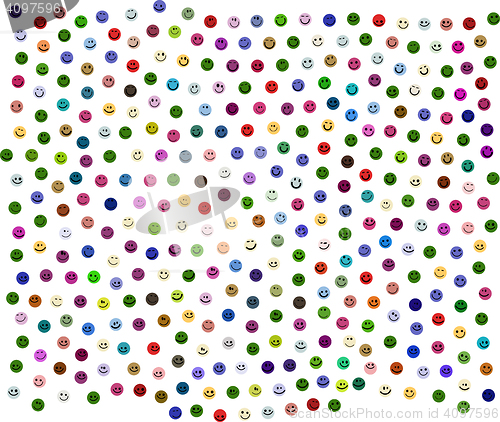 Image of 365 different colorful smileys on white