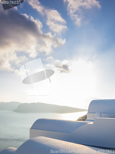 Image of Oia village at sunset, Santorini island