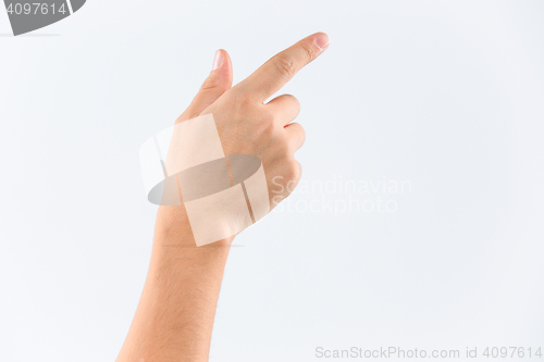 Image of man\'s hand isolated on white background