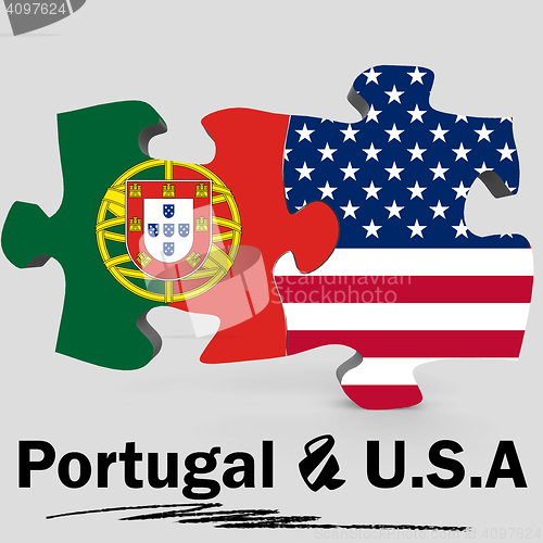 Image of USA and Portugal flags in puzzle 