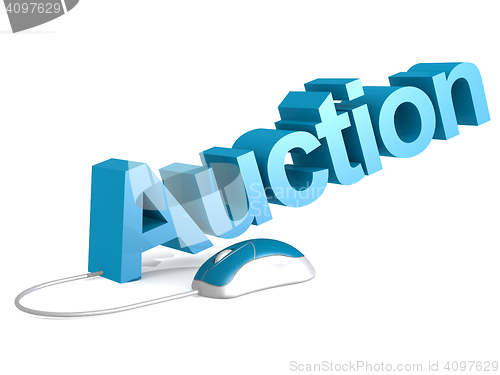 Image of Auction word with blue mouse