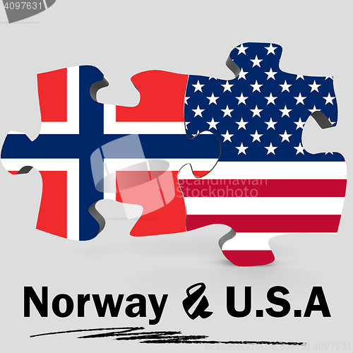 Image of USA and Norway flags in puzzle 