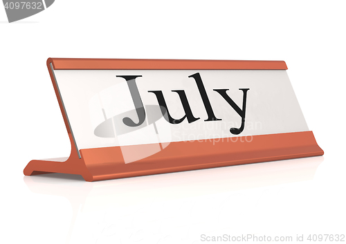 Image of July word table tag isolated 