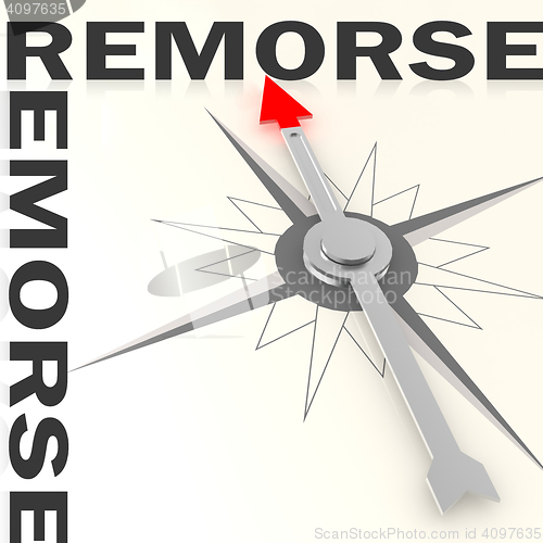 Image of Compass with remorse word isolated