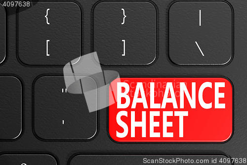 Image of Balance Sheet on black keyboard
