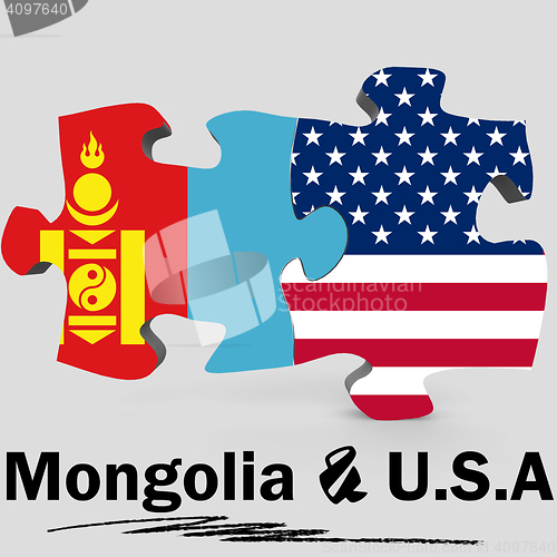 Image of USA and Mongolia flags in puzzle 