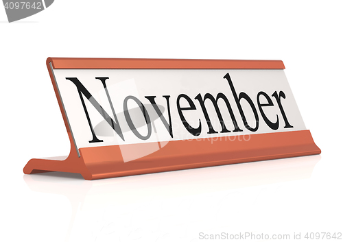 Image of November word on table tag isolated 