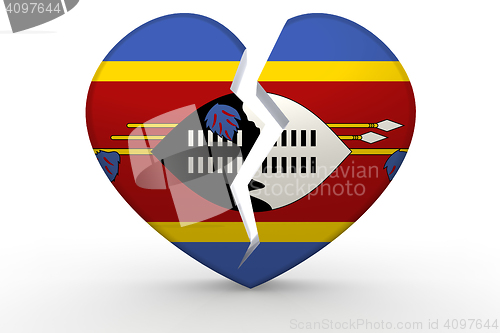 Image of Broken white heart shape with Swaziland flag