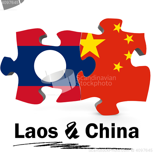 Image of China and Laos flags in puzzle 