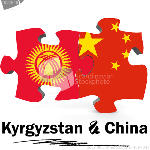 Image of China and Kyrgyzstan flags in puzzle 