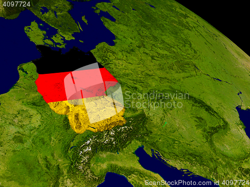 Image of Germany with flag on Earth