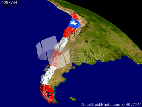 Image of Chile with flag on Earth