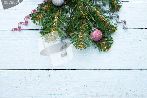 Image of Festive new year and Christmas wooden background with empty space