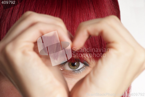 Image of woman shows heart