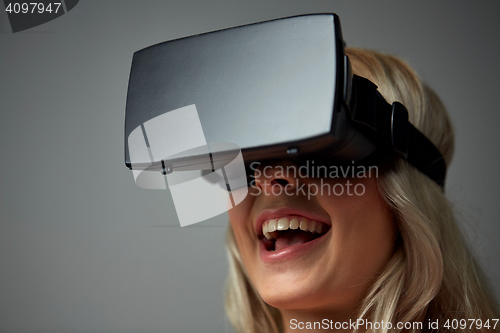 Image of close up of woman in virtual reality headset