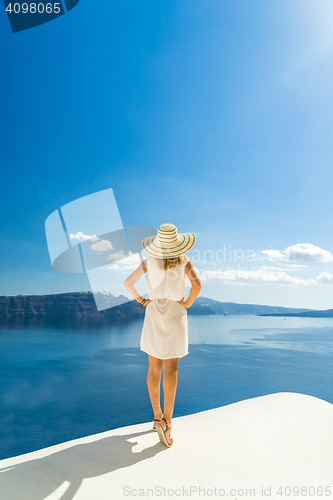 Image of Young woman on holidays, Santorini 