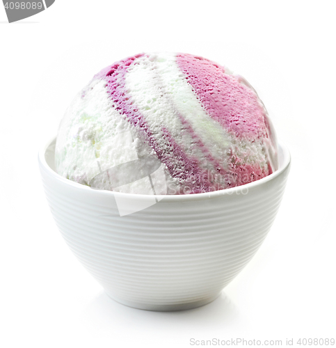 Image of ice cream ball in white bowl