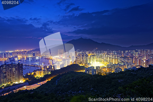 Image of Tuen Mun skyline and South China sea at night