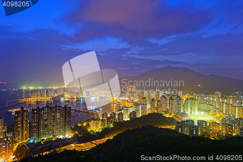Image of Tuen Mun skyline and South China sea at night
