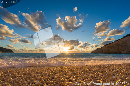 Image of Porto Katsiki beach sunset on Lefkada island in Greece 