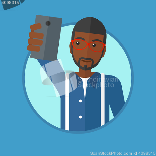 Image of Man making selfie vector illustration.