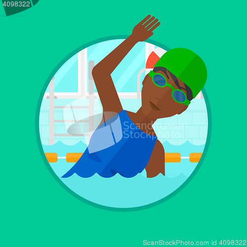 Image of Man swimming in pool vector illustration.
