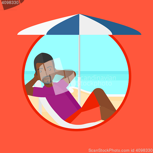 Image of Man relaxing on beach chair vector illustration.