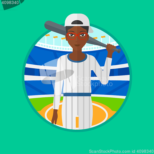 Image of Baseball player with bat vector illustration.