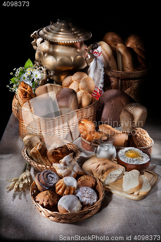 Image of Still Life With Bread In Russian National Style