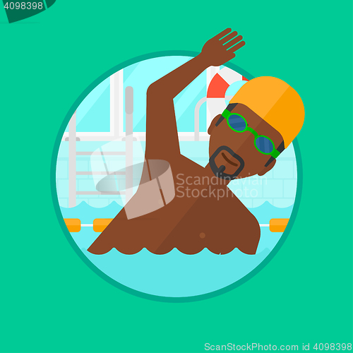 Image of Man swimming in pool vector illustration.