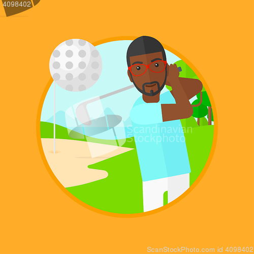 Image of Golfer hitting the ball vector illustration.