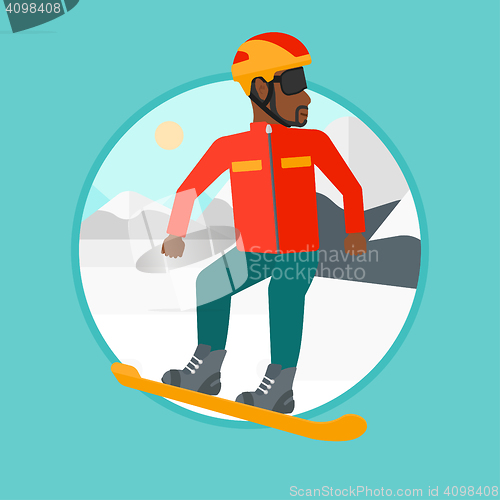 Image of Young man snowboarding vector illustration.