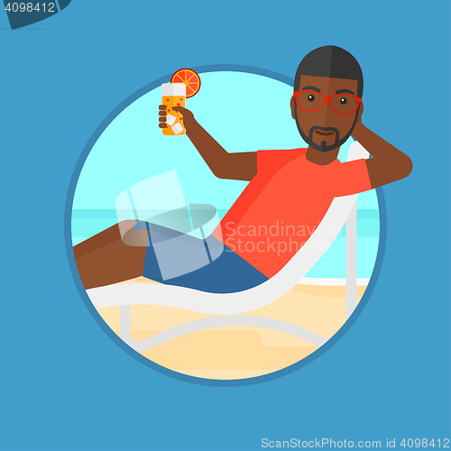 Image of Man relaxing on beach chair vector illustration.