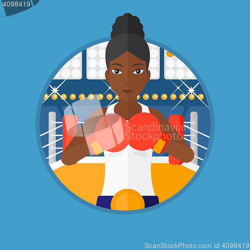 Image of Confident boxer in gloves vector illustration.