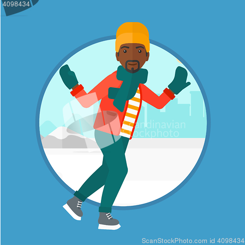 Image of Man ice skating vector illustration.