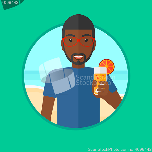 Image of Man with cocktail on the beach vector illustration