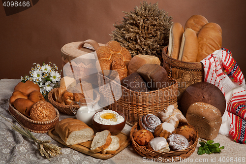 Image of Still Life With Bread In Russian National Style