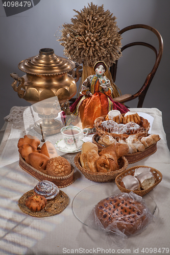Image of Still Life With Bread In Russian National Style