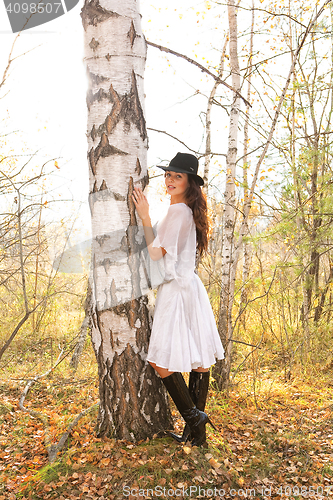 Image of Young Beautiful Woman In The Forest